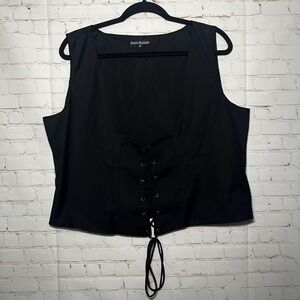 Scarlet Darkness Black Lace Up Corset Style Vest Top Plus Goth Whimsiegoth 2XL